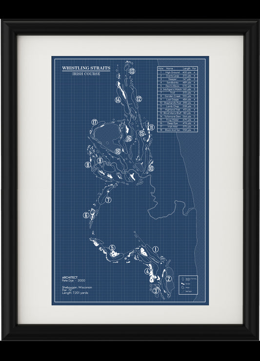 Whistling Straits - Irish Course 11x17 Blueprint (Print)