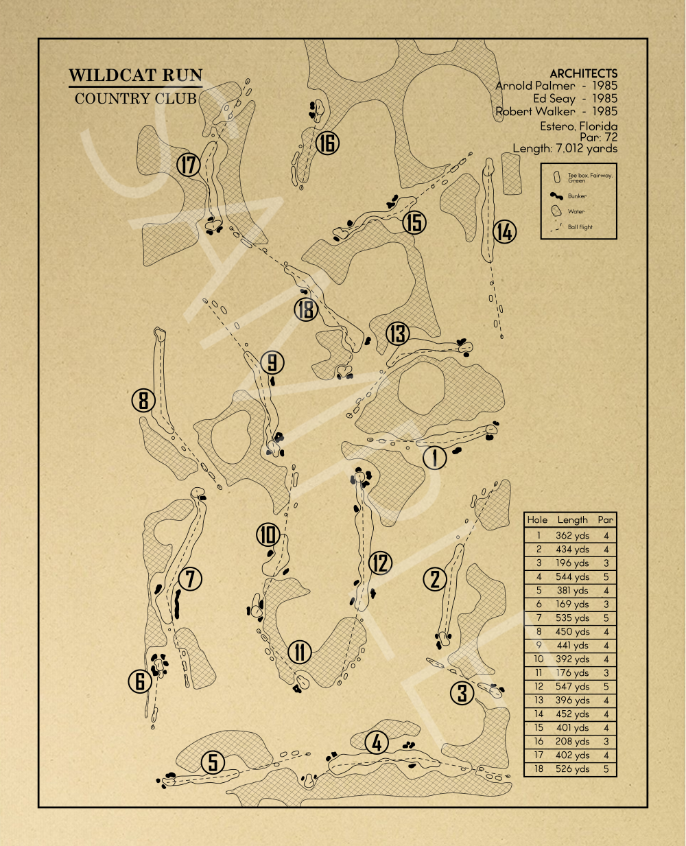 Wildcat Run Country Club Outline (Print)