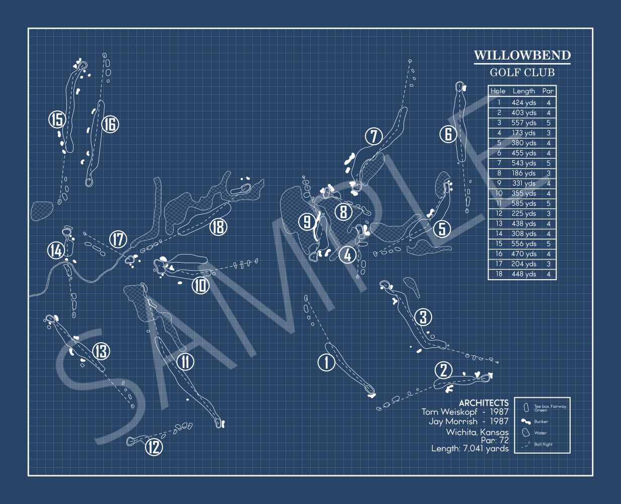 Willowbend Golf Club Blueprint (Print)