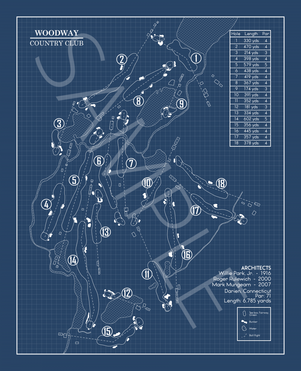 Woodway Country Club Blueprint (Print)