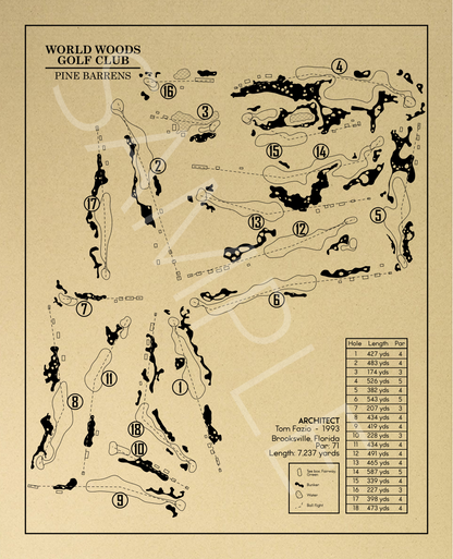 Pine Barrens at Wild Woods Golf Club Outline (Print)