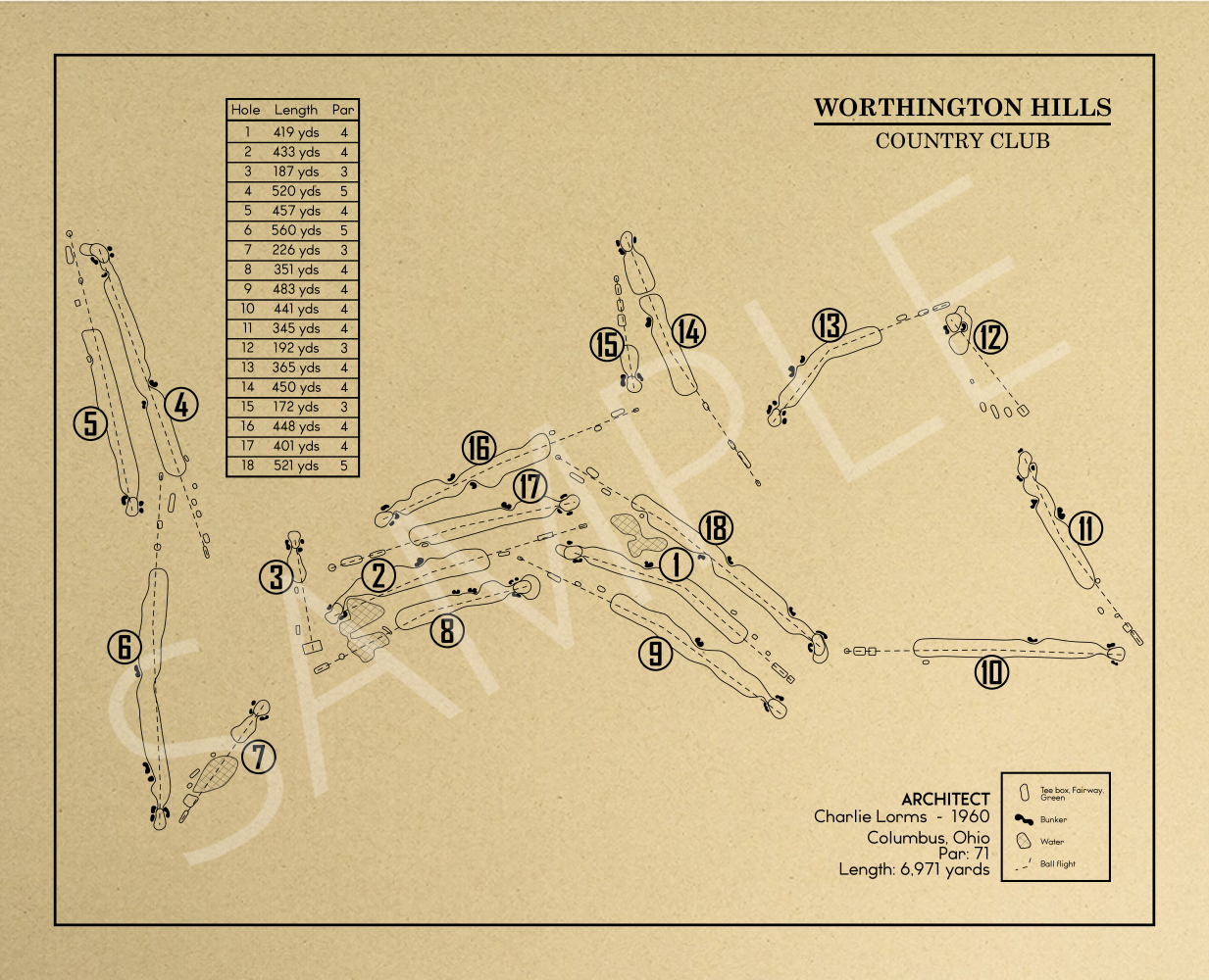 Worthington Hills Country Club Outline (Print)